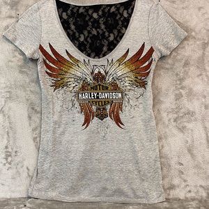 Lace Back Blingy Harley Tee